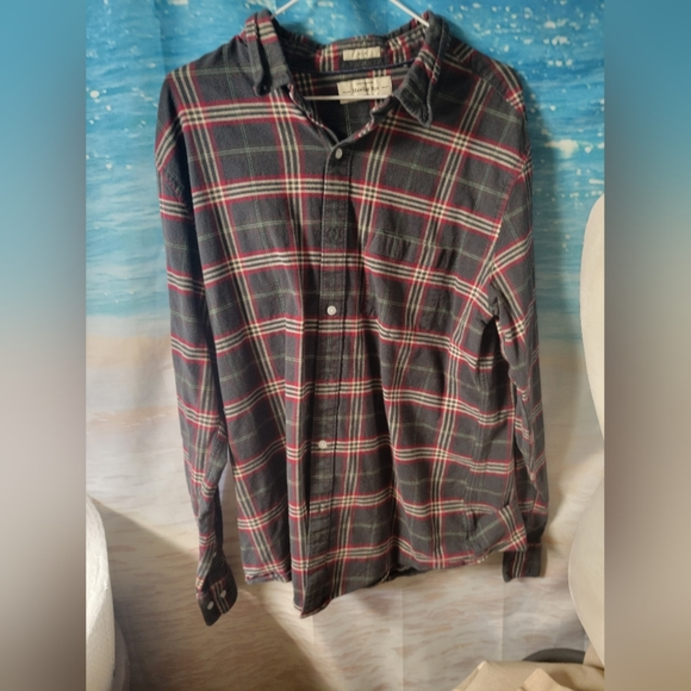 Hawker Rye Slim Fit Flannel Plaid Button Down Shirt Mens Size XL